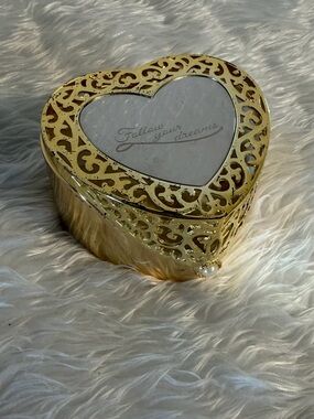 Things Remembered Gold Heart Jewelry Box with Mirrored Heart Top